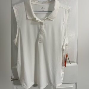 Freely Women's Sleeveless White Polo Top